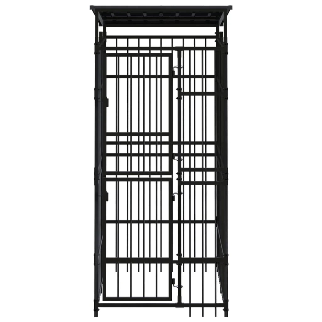 Cuccia/gabbia/recinto per animali domestici da esterno con tetto per cani acciaio 1,84 m² nero 02_0041729