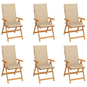 Sedie da Giardino 6 pz con Cuscini Beige Massello di Teak cod mxl 7229