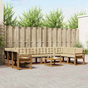 Set di divani da esterno con cuscino 11 pcs Naturale e Beige