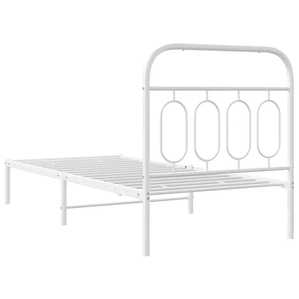 Giroletto con Testiera Metallo Bianco 80x200 cm