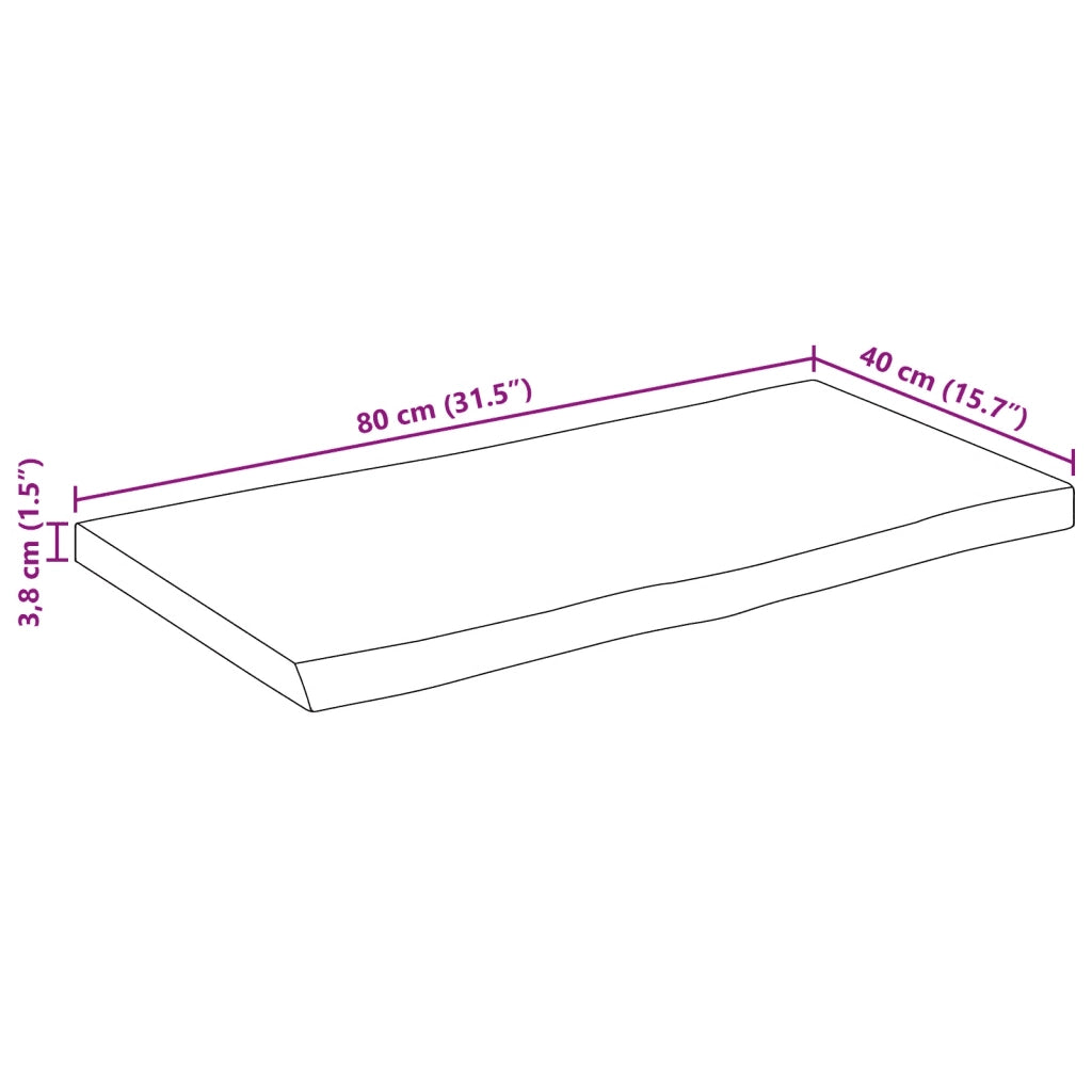 vidaXL Piano Tavolo Bordi Vivi 80x40x3,8cm Legno Massello Mango Grezzo
