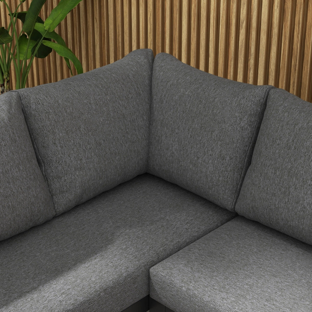 Set Salotto da Giardino 5 Pezzi ¨C Xylo ¨C Polyrattan Grigio e Legno Naturale 148x61x71,5cm