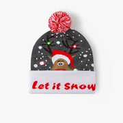Cappello di lana con luci LED, cappello di Natale illuminato, cappello di Natale con neve e renna, cappello di Natale autunnale/invernale (renna grigia).