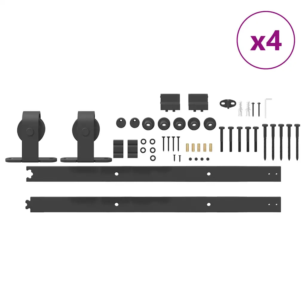 Kit di Binari per Porte Scorrevoli 305 cm Acciaio Nero CFW6026977