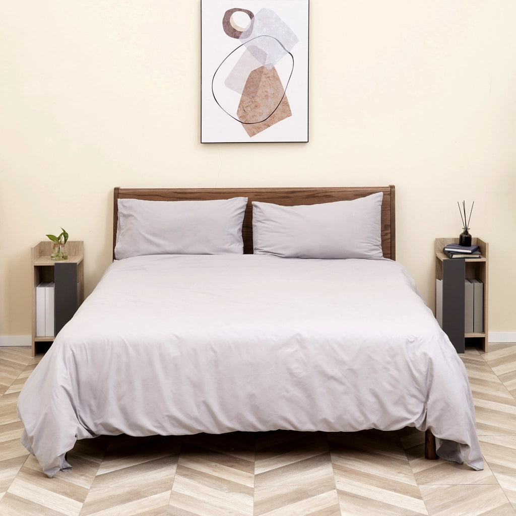 EasyComfort Comodino Moderno Grigio con Ripiano Aperto, Set 2 Pezzi in Truciolato per Camera da Letto e Soggiorno, 27x25x60cm