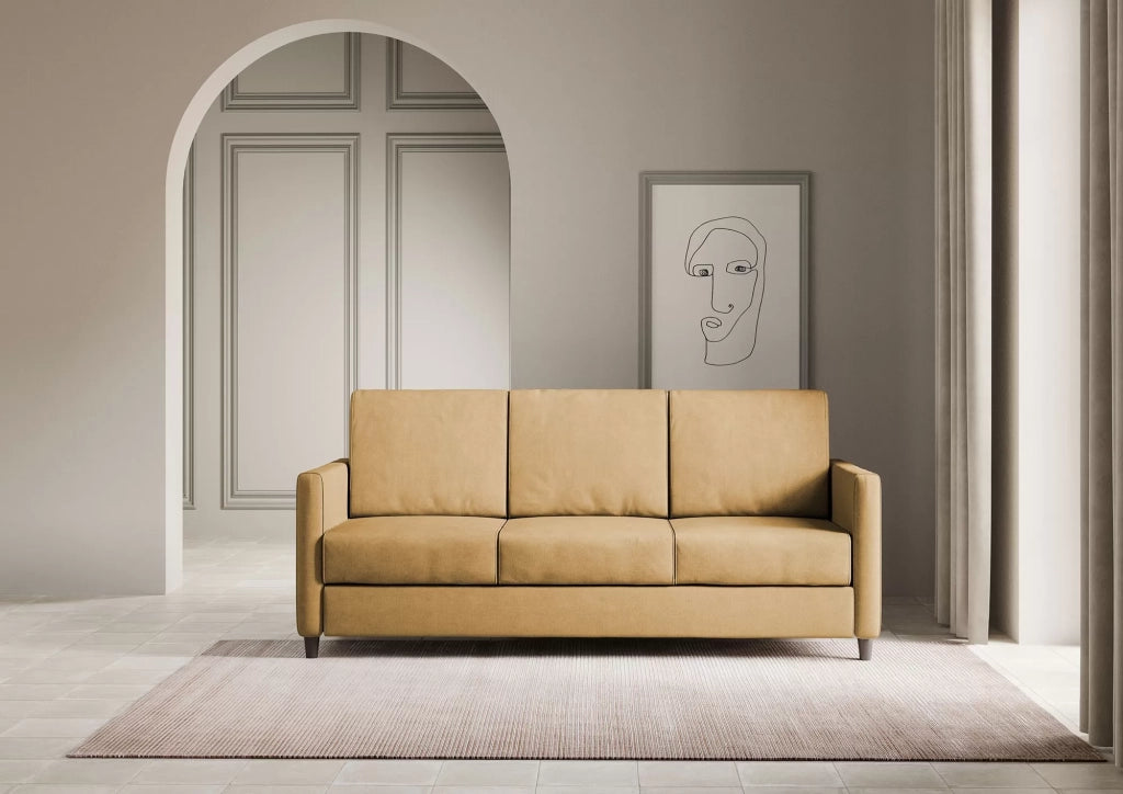 Divano karay 3 posti (tre sedute da 60cm) misure esterne l.198cm | ocra - Mobili 2G