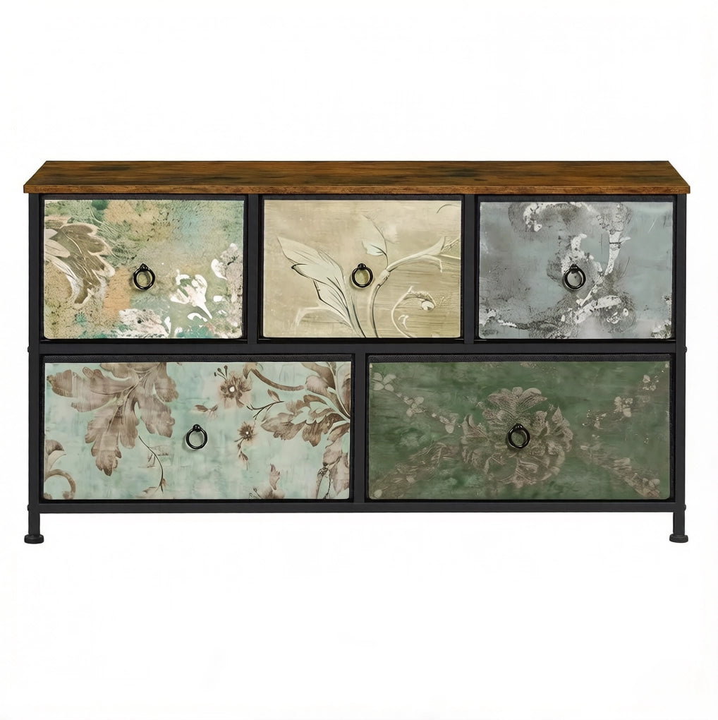 Mobile contenitore con 5 cassetti in tessuto; 100 x 54 x 30 cm; multicolore