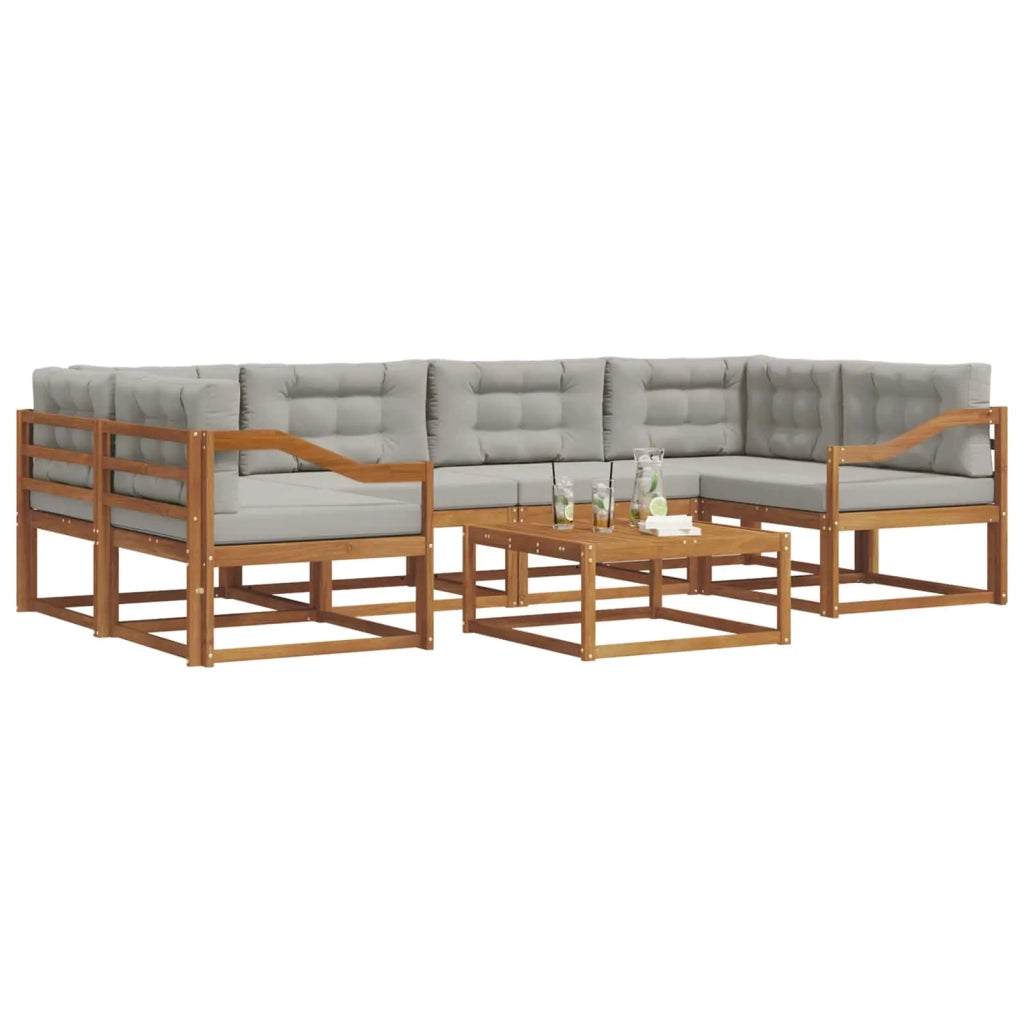 Set di divani da esterno 7 pcs Grigio Naturale e Chiaro