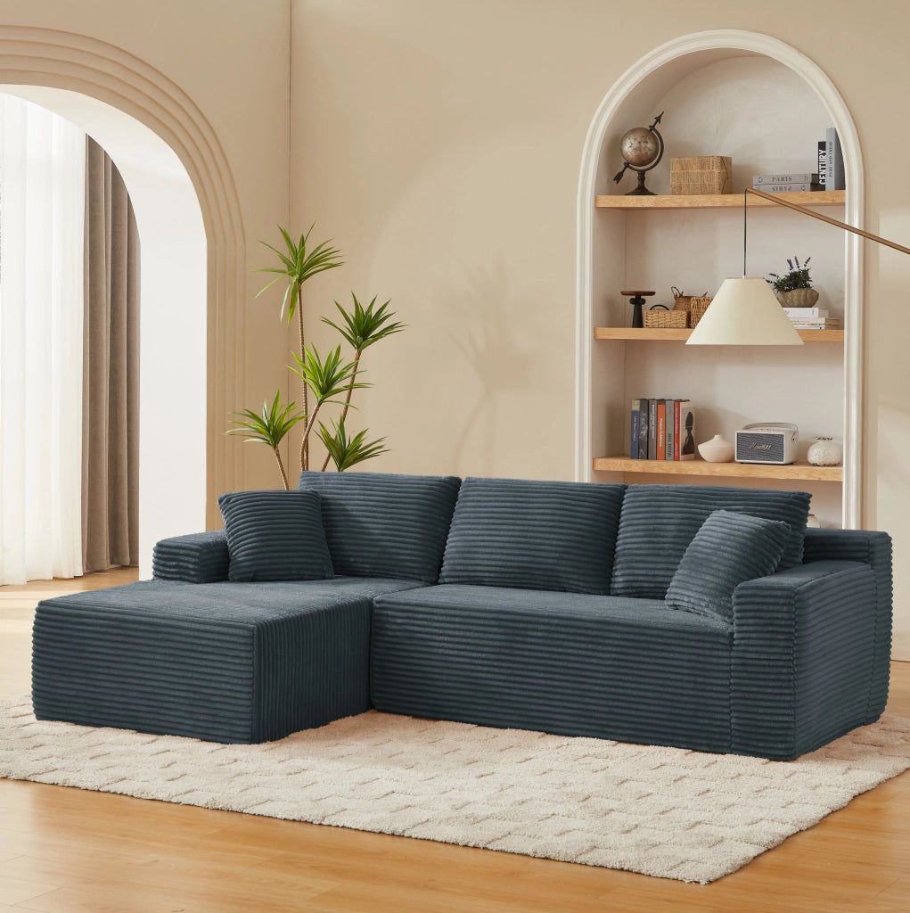 Divano modulare ad angolo a forma di L con schiuma memory e chaise longue oversize