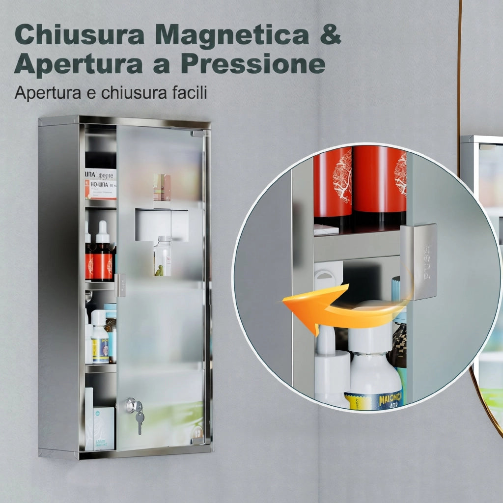 Armadietto Medicinale in Acciaio Inox ¨C Zephmum ¨C 30x12x60cm