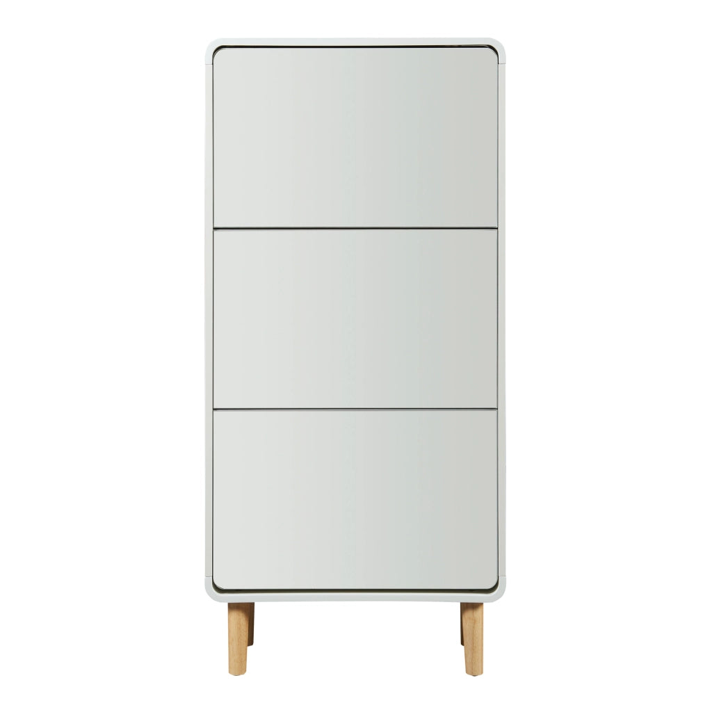Scarpiera Aure con Ante a Specchio e 3 Contenitori Ribaltabili 134 x 63 x 24 cm Bianco [en.casa]