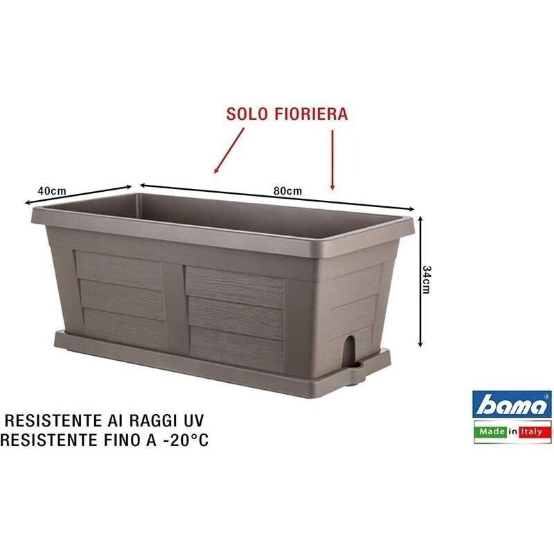 BAMA FIORIERA EFFETTO LEGNO 80 X 40 X H34 CM COLORE TORTORA