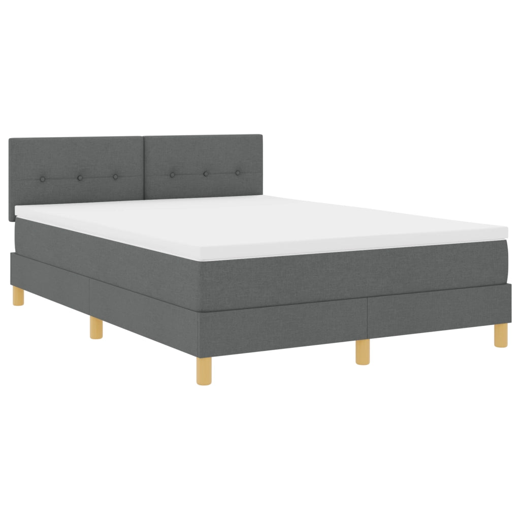 Letto a molle con materasso e LED grigio scuro 140x190 cm in tessuto