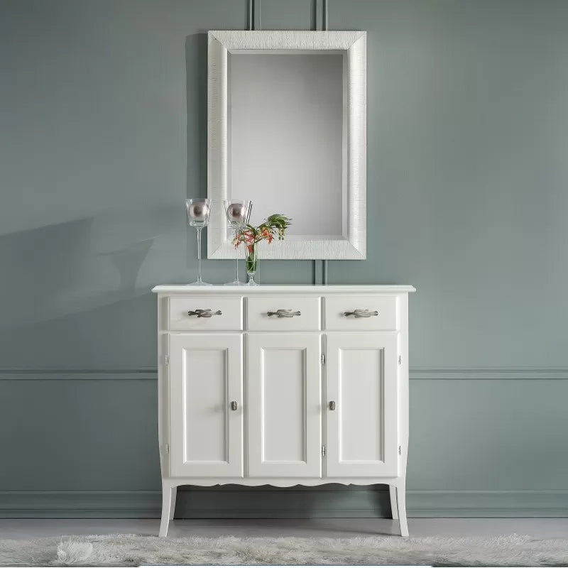 Madia credenza shabby chic 3 ante 3 legno bianco l.105 p.42 h.101 - Mobili 2G