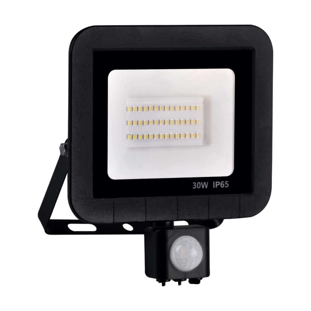 Faro LED SMD 30W con PIR 6500K 120° IP65 nero Polux