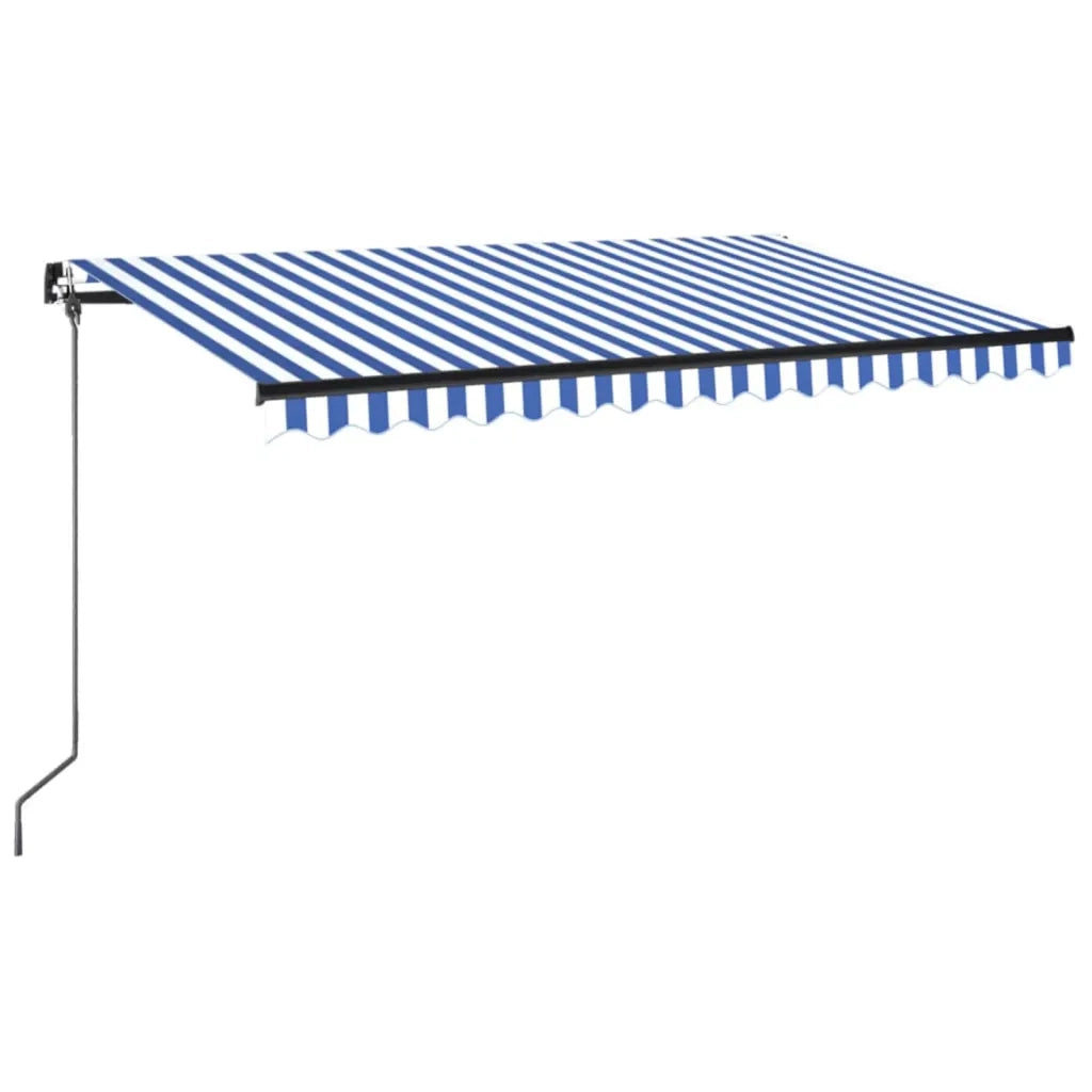 Tenda da Sole Retrattile Manuale 450x350 cm Blu e Bianca cod mxl 43659