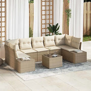 Set Divano da Giardino con cuscino 8 pcs Beige polyrattan 3346981