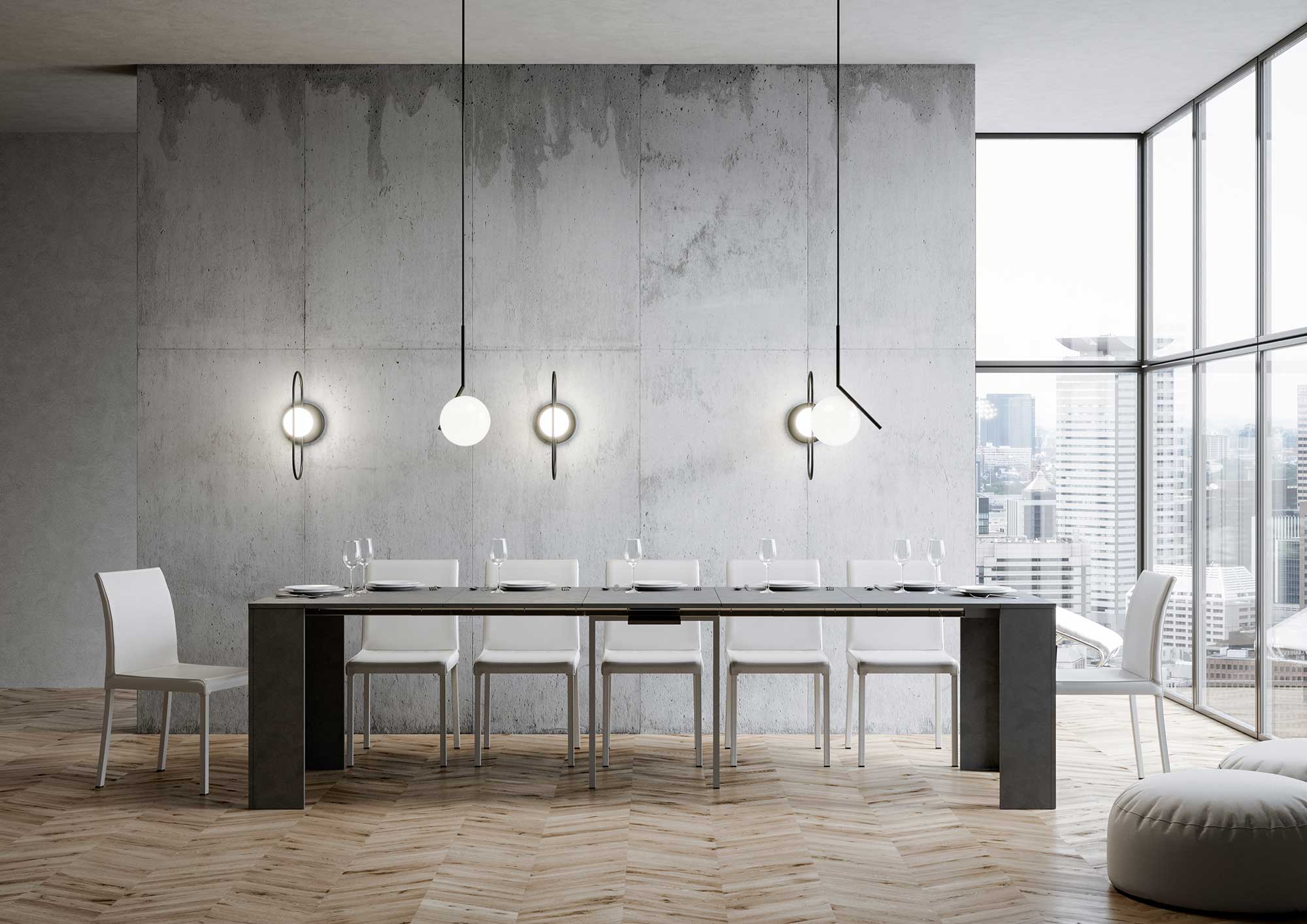 Consolle Allungabile 90-302x42x76.8 cm in Nobilitato Grigio