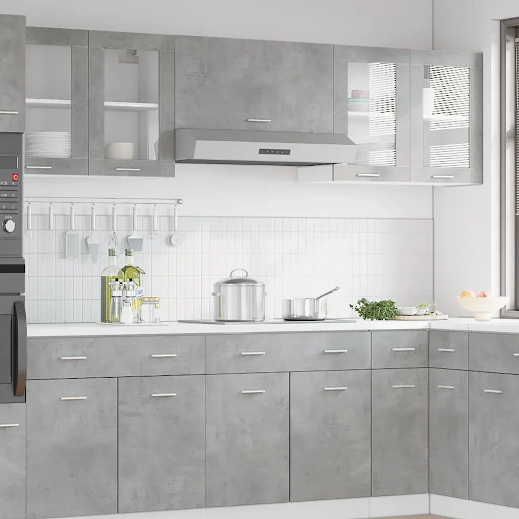 vidaXL Mobile Pensile con Vetro “Lyon” Grigio Cemento 80x31x60 cm