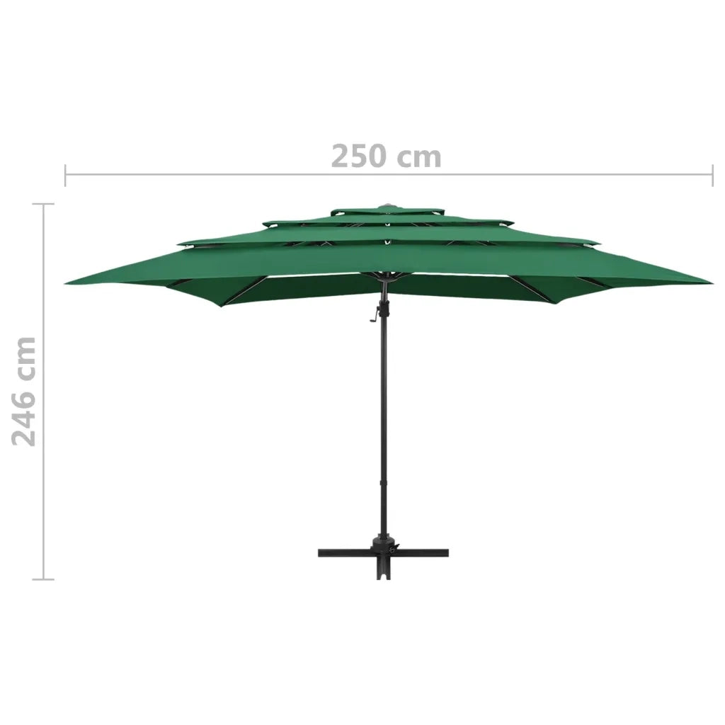 Ombrellone a Sbalzo 4 Livelli Palo Alluminio 250x250 cm Verde 313821