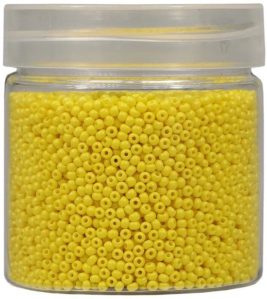 Kralen 2mm rotondi in pacchetto da 10000 pezzi/110 gram, 12/0 kralen glas giallo chiaro piccoli kralen per semi per la creazione di gioielli orecchini bracciali collane (giallo chiaro)