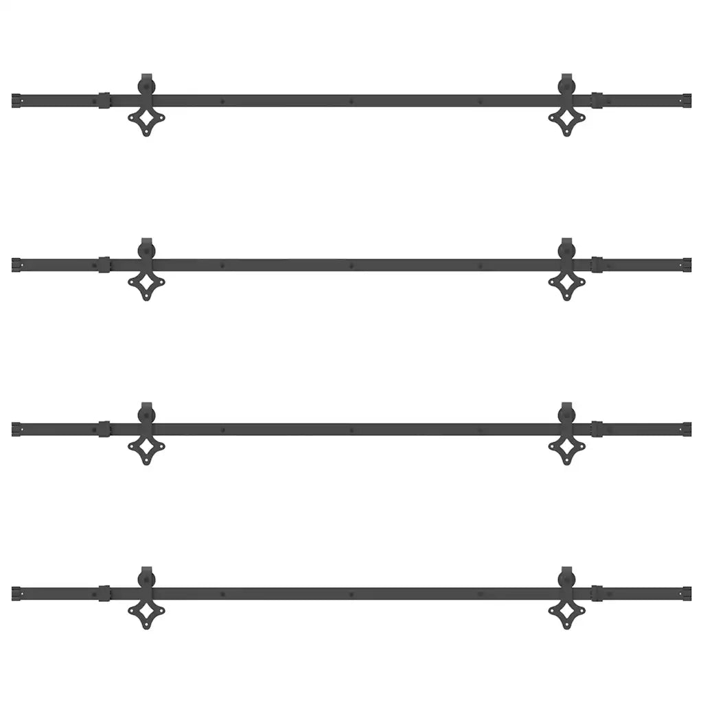 Kit di Binari per Porte Scorrevoli 427 cm Acciaio Nero 3295756