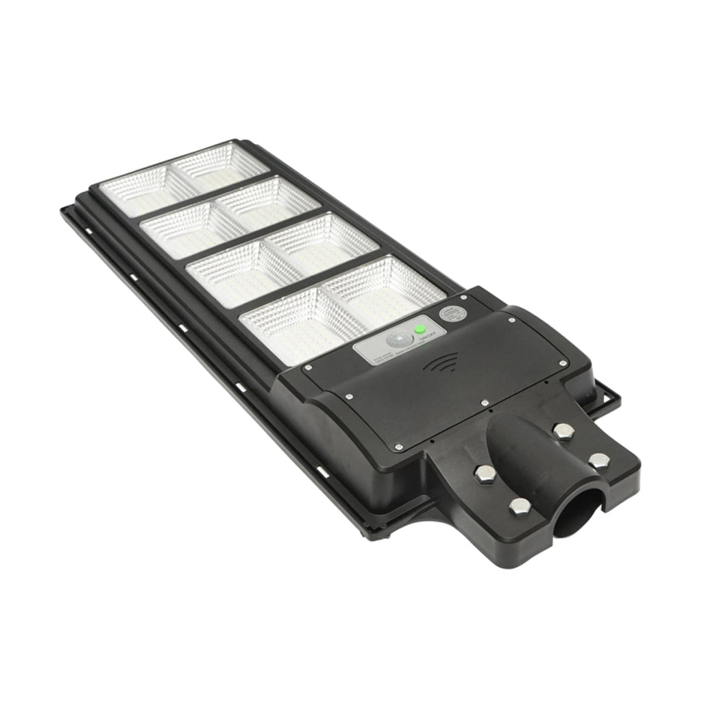 Lampada solare illuminazione stradale LED 200W, 6500K, IP65 luce fredda, sensore di movimento montaggio su palo