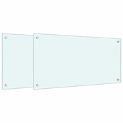 Set di 2 paraschizzi da cucina facili da pulire 80 x 40 cm vetro temperato bianco 02_0055729