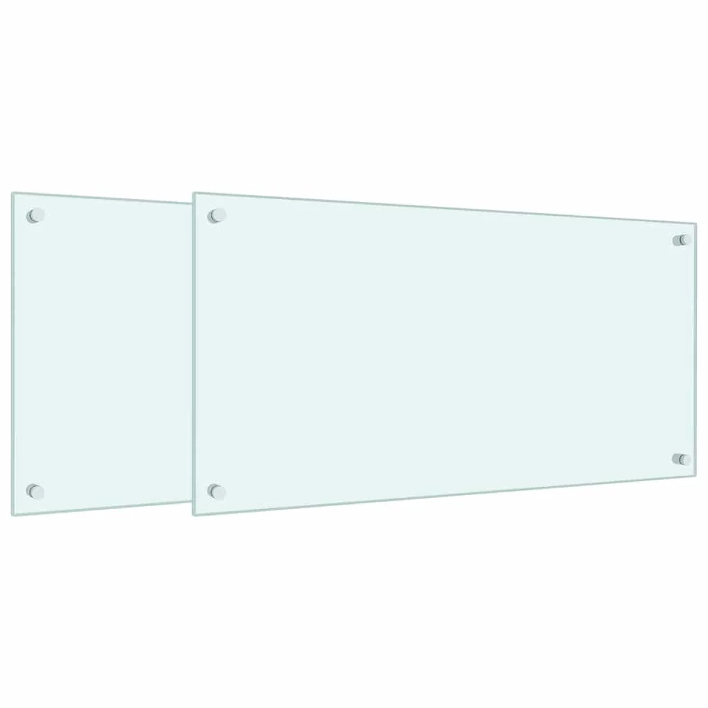 Set di 2 paraschizzi da cucina facili da pulire 80 x 40 cm vetro temperato bianco 02_0055729