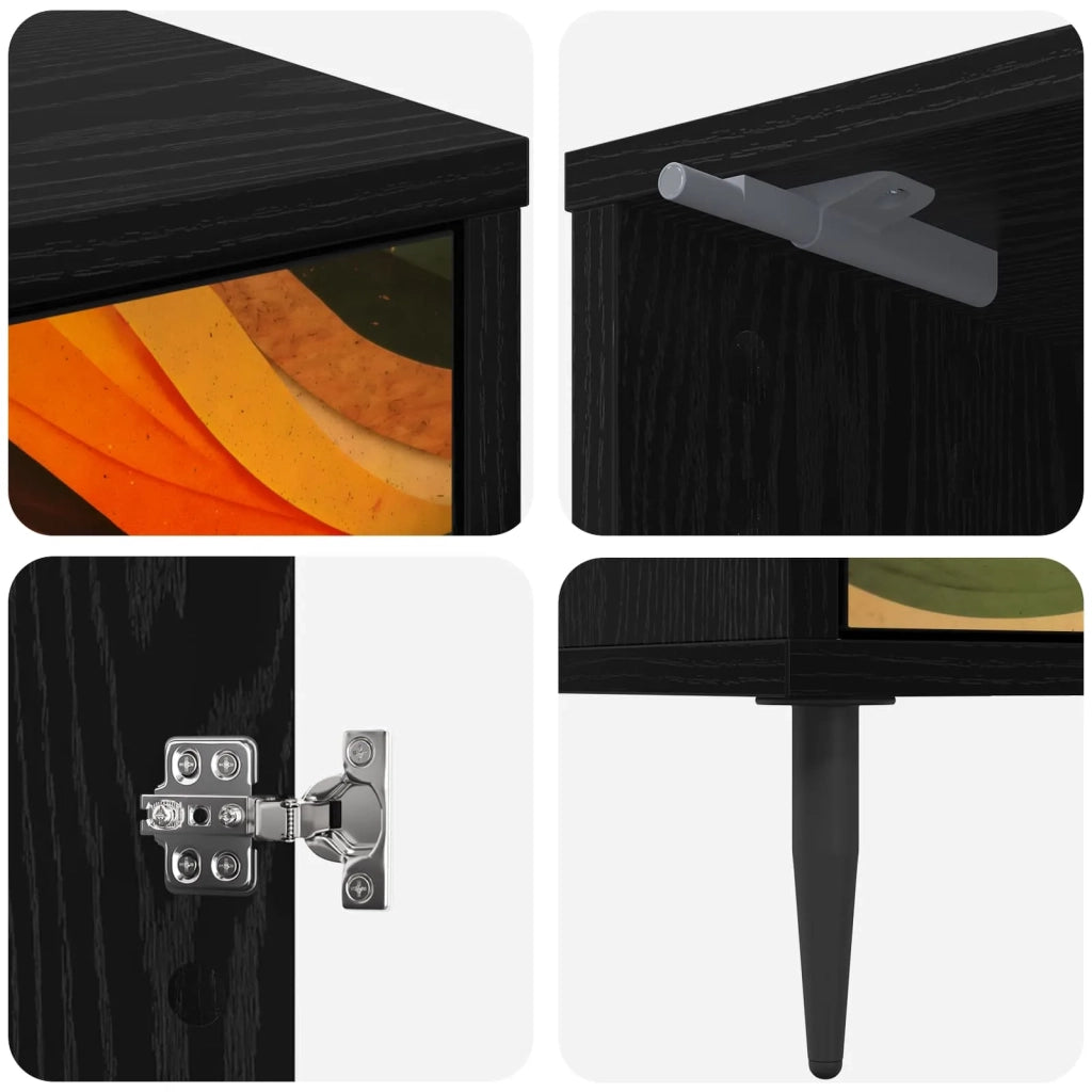 Armadio da Notte BONN 2 pz Rovere Nero 36 x 33 x 51 cm 8007254