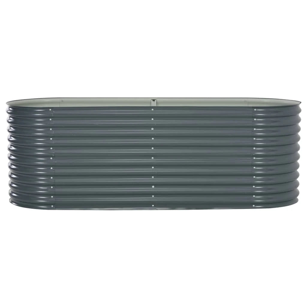Aiuola rialzata per piante e fiori 240 x 80 x 81 cm acciaio zincato grigio 02_0001023