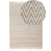 Tappeto in juta beige e cotone 140 x 200 cm intrecciato a mano con frange Boho soggiorno camera da letto