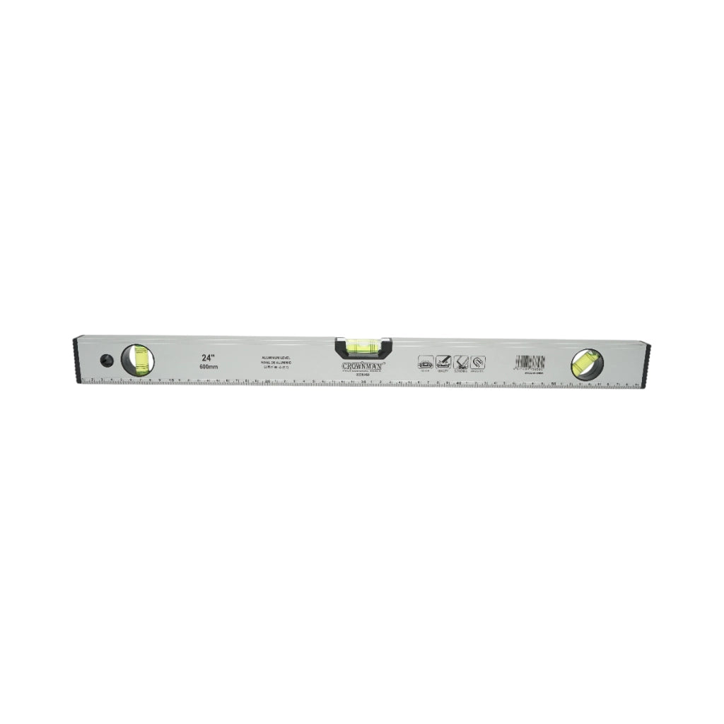 Livella magnetica in alluminio da 600 mm, con 3 bolle di livello e righello graduato da 0 a 60 cm, marca Crownman.