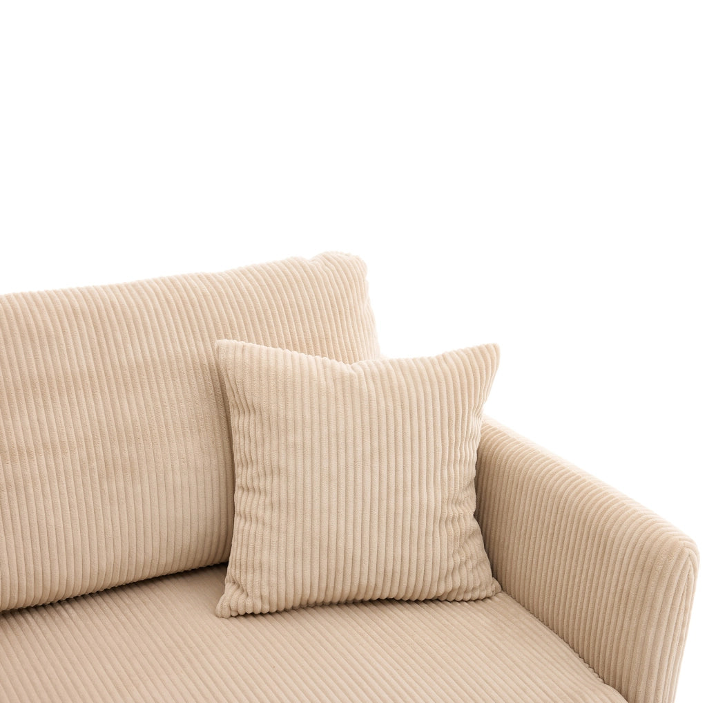 Divano letto 182x88x84 cm in tessuto beige, per piccoli spazi