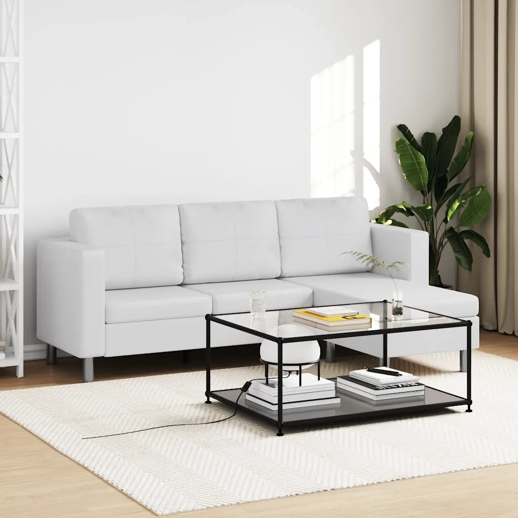 Divano Componibile a 3 Posti in Pelle Artificiale Bianca  cod mxl 13831