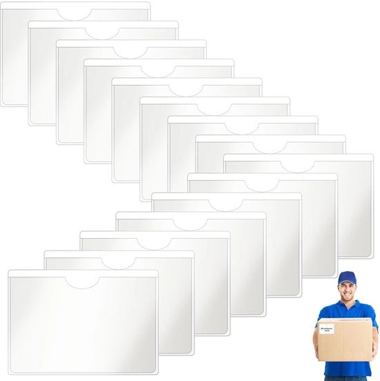 Hoesjes Selfadesivi 15 Stuks - Hoesjes Transparenti per Carte - 6 x 10 cm - Ideali per Carte di Parcheggio - Etichette - Comodi per Carte di Accesso con Disabilità - Hoeschi per Carte