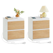 Comodino con multipresa tavolino con 2 cassetti 2 prese CA 2 porte USB-A per soggiorno camera da letto ufficio moderno beige 12_0007608