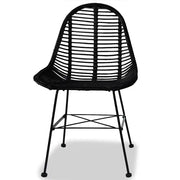Sedie da Pranzo 4 pz | Sedie da cucina Nere in Rattan Naturale