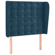 Testiera | Testata ad Orecchio Blu Scuro 83x23x118/128 cm in Velluto