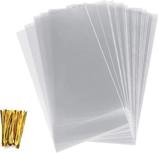 Sacchetto di confezione per biscotti 180 x 300 mm, 100 sacchetti con cellofan, cerniere metalliche