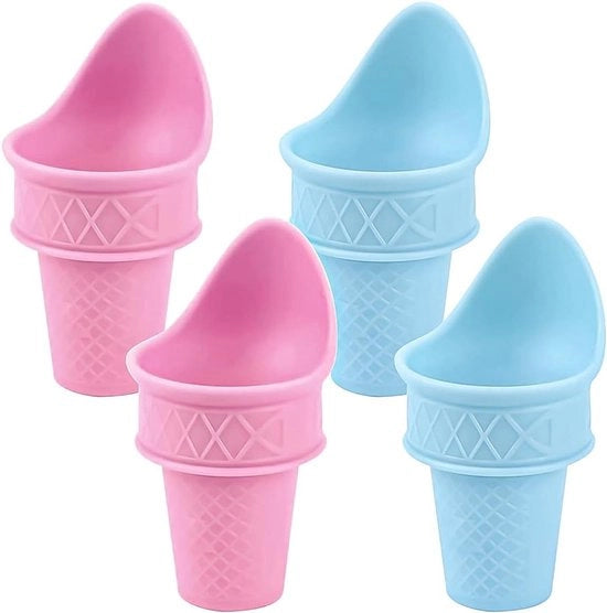 Set di 4 supporti per gelato in plastica con cucchiaio - Bicchiere riciclabile e sicuro per alimenti - Utile per gelati