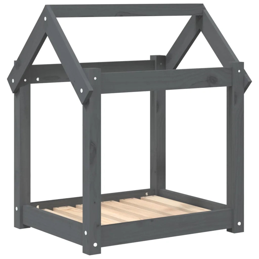 Cuccia per Cani Grigia 61x50x70  cm in Legno Massello di Pino 822199