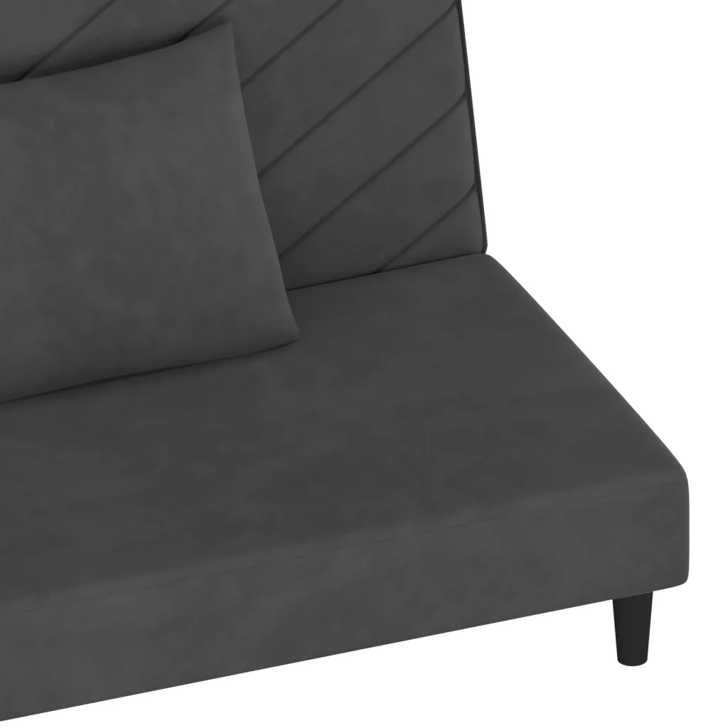 Divano letto | Sof¨¤ letto | Letto singolo a 2 Posti con 2 Cuscini Grigio Scuro in Velluto