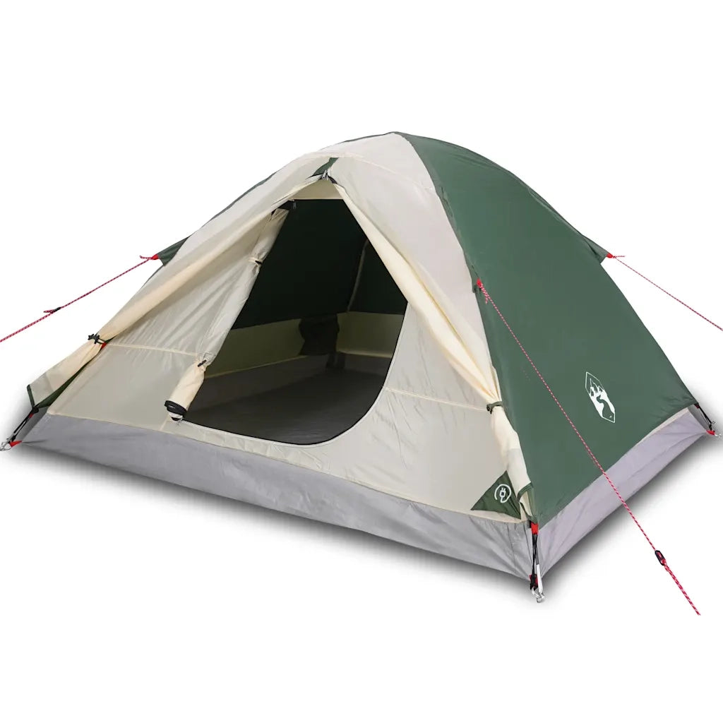 Tenda da Campeggio a Cupola per 3 Persone-Tenda per Escursionismo Verde Impermeabile 375383