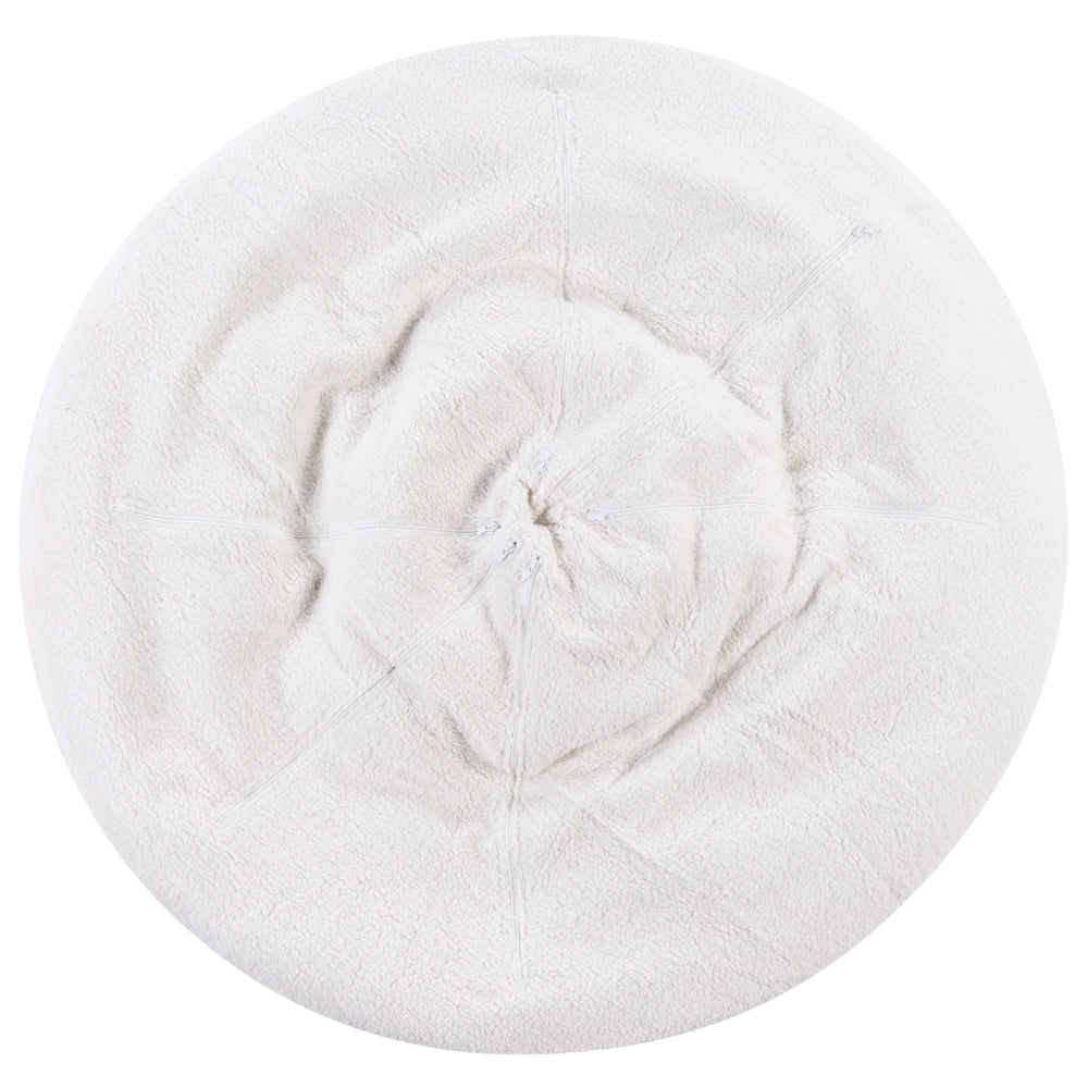 Poltrona Bouclé bianco sporco con base girevole a 360° Papasan a forma di ciotola stile moderno salotto angolo lettura