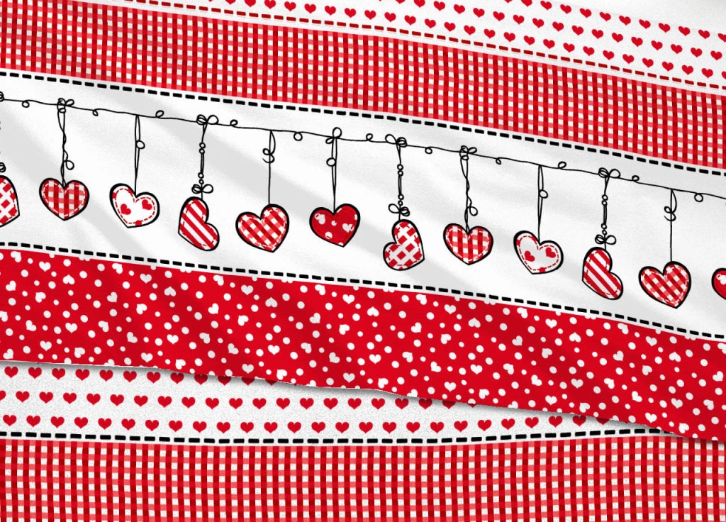 Completo Lenzuola In 100% Cotone Disegni Natalizi Invernali Renne Cuori OB - Piazza E Mezza - Dream Rosso