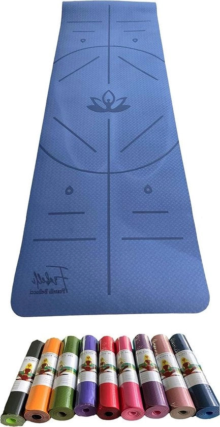 Mat antislip professionale per Pilates grande 183 cm x 61 cm 6 mm spesso - ecologico TPE - alta qualità imbottito - impermeabile - per uso domestico e palestra - trasportabile pieghevole con borsa da trasporto - per viaggio