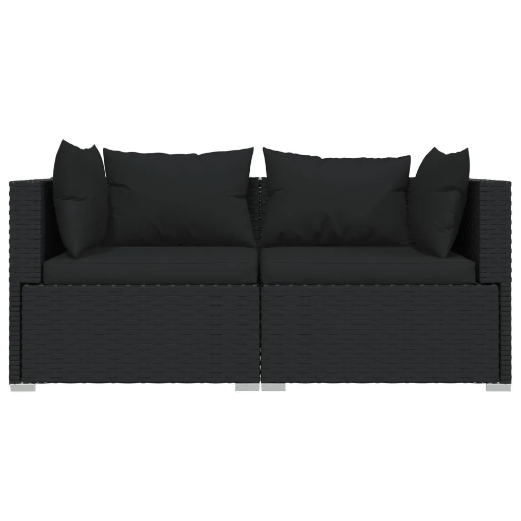 Set Divani da Giardino 3 pz con Cuscini in Polyrattan Nero 317527