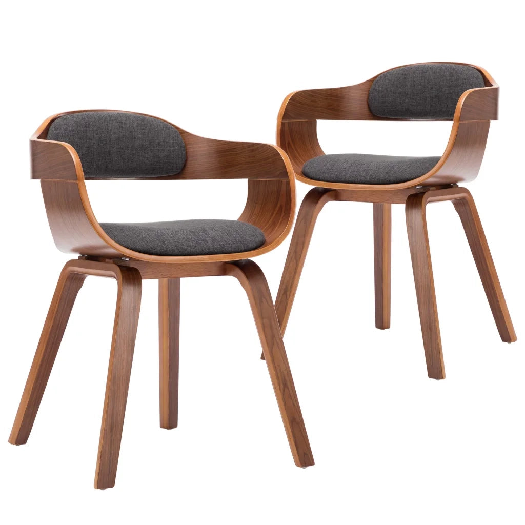 Sedie da Pranzo 2 pz Grigio Scuro in Tessuto e Legno Curvato 279476