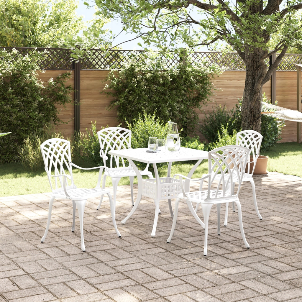 Set di Mobili da Giardino 5 Pezzi in Alluminio Bianco